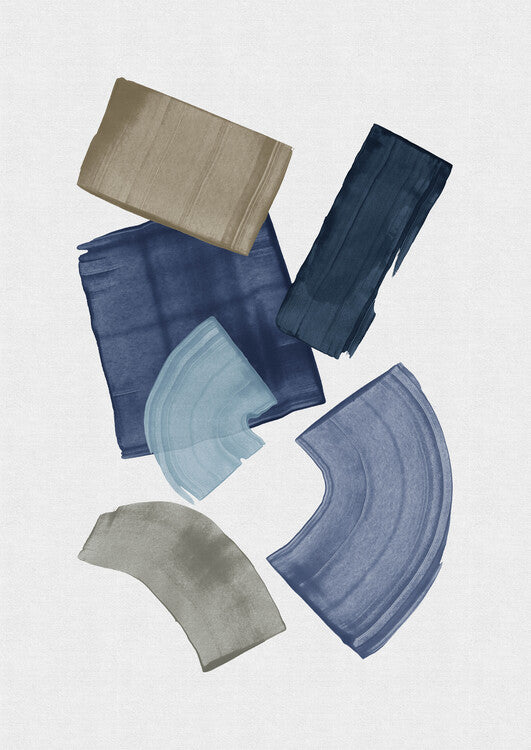 Leinwand Poster, Bilder Blue & Brown Paint Blocks, Orara Studio, 65 × 90 cm