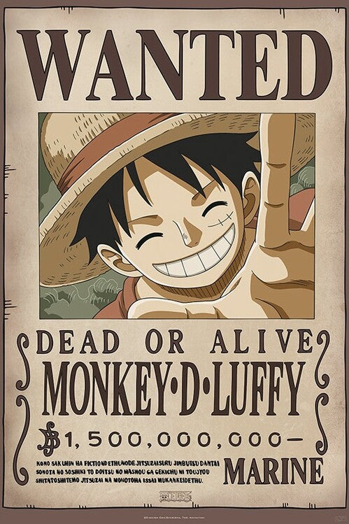 One Piece - Wanted Luffy Poster, Plakat, 61 × 91.5 cm