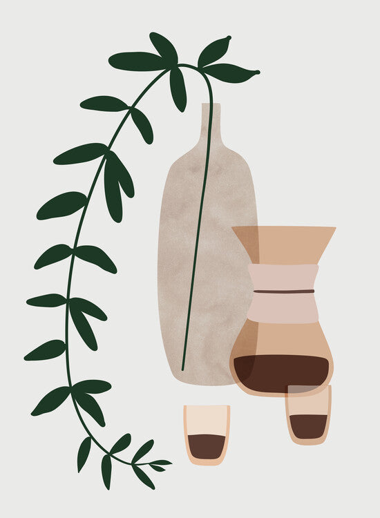 Leinwand Poster, Bilder Boho coffee for two, Blursbyai, 65 × 90 cm