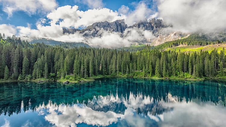 Leinwand Poster, Bilder Carezza Lake, Manjik Pictures, 90 × 50 cm