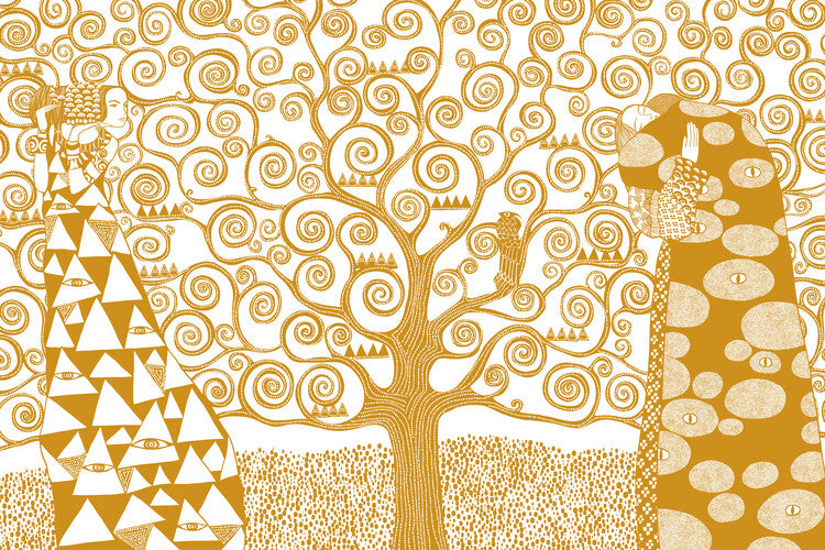 Leinwand Poster, Bilder The Tree of Life yellow, Cats & Dotz, 90 × 60 cm