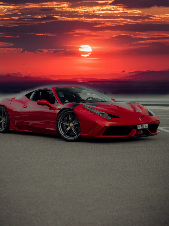 Leinwand Poster, Bilder Car Auto in Sunset, 60 × 80 cm