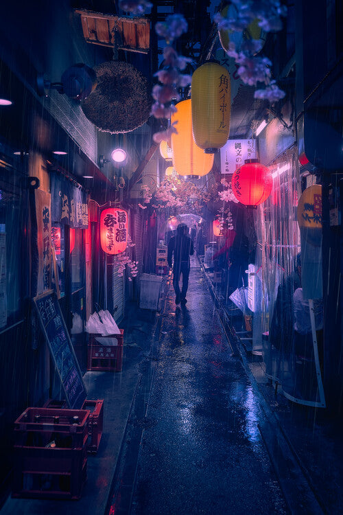 Leinwand Poster, Bilder Tokyo Blue Rain, Javier de la, 60 × 90 cm