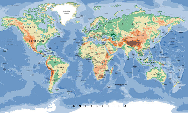 Leinwand Poster, Bilder Colorful Political Map Of The World, 90 × 55 cm