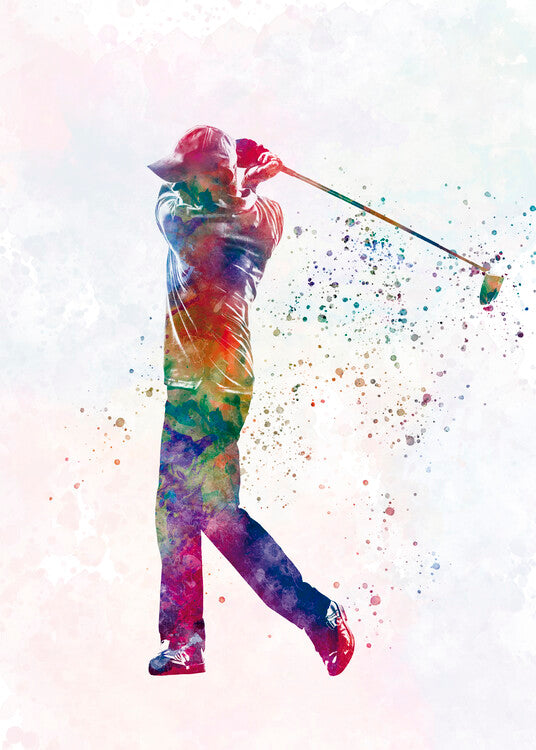 Leinwand Poster, Bilder Golf player in watercolor, 65 × 90 cm