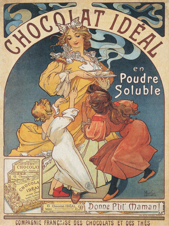 Chocolat Ideal Chocolate Advert, Alfons Mucha Poster, Plakat, 30 × 40 cm