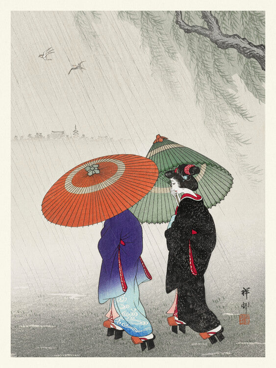 Geisha in the Rain, Ohara Koson Poster, Plakat, 30 × 40 cm