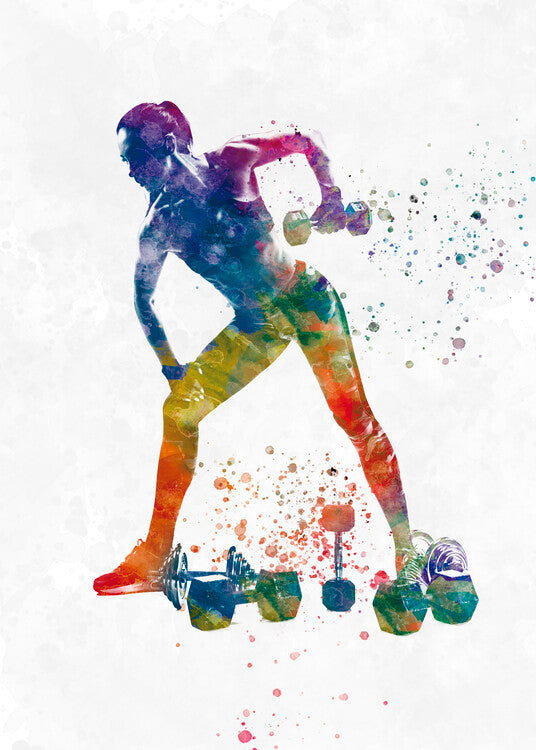 Leinwand Poster, Bilder Fitness exercise in watercolor, 65 × 90 cm