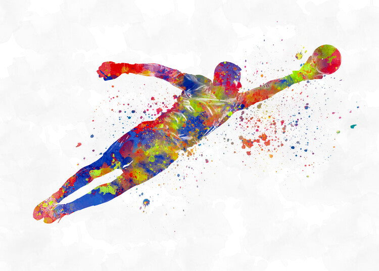 Leinwand Poster, Bilder Soccer player in watercolor, 90 × 65 cm