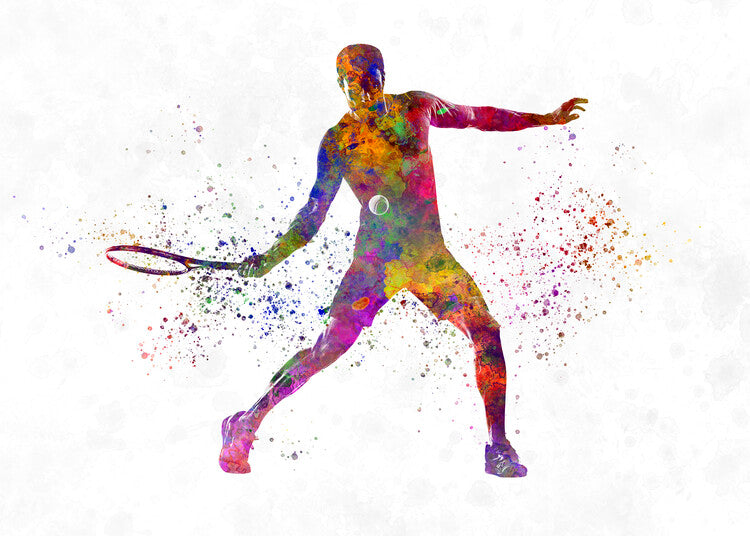 Leinwand Poster, Bilder Watercolor tennis player, 90 × 65 cm