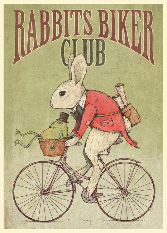 Leinwand Poster, Bilder Rabbits Biker Club, 65 × 90 cm