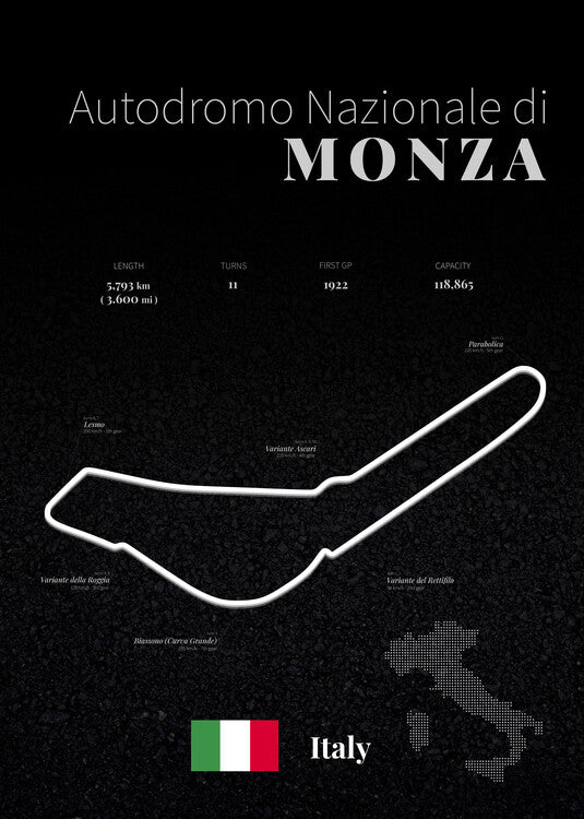 Leinwand Poster, Bilder Monza racetrack, 65 × 90 cm