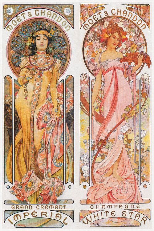 Moët & Chandon Champagne, Alfons Mucha Poster, Plakat, 26.7 × 40 cm