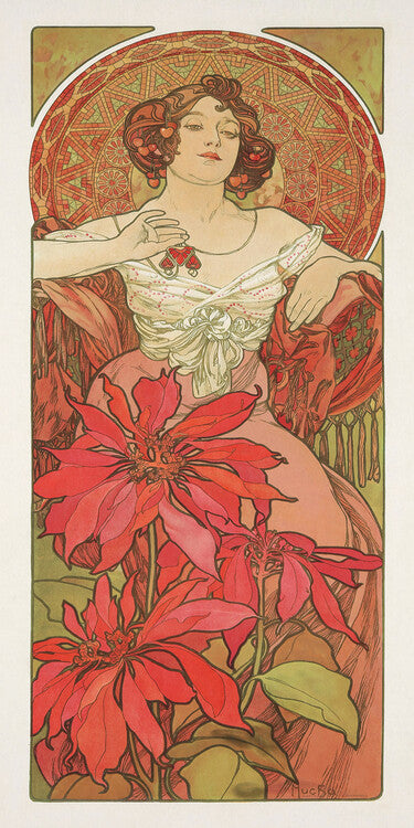The Precious Stones: Ruby, 1900, Alfons Mucha Poster, Plakat, 20 × 40 cm