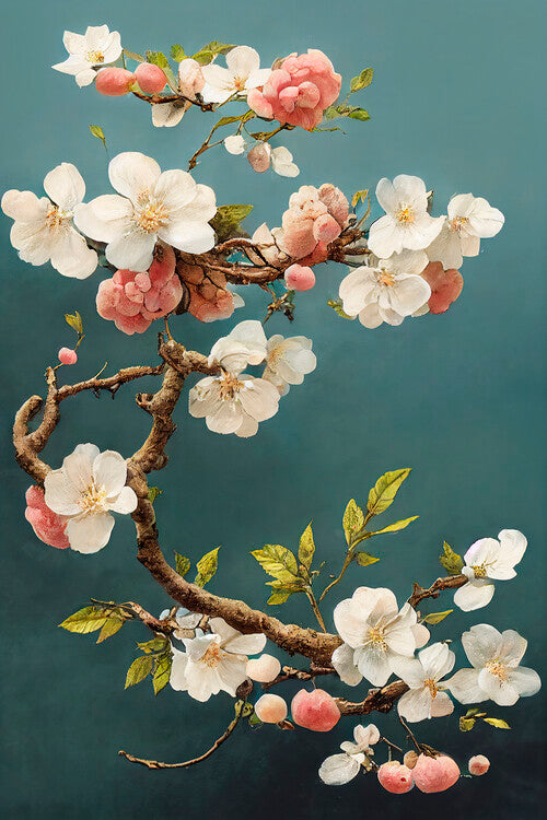 Leinwand Poster, Bilder White Cherry Blossoms, Treechild, 60 × 90 cm