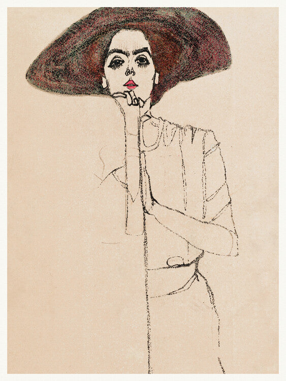 Brunette Woman, Egon Schiele Poster, Plakat, 30 × 40 cm