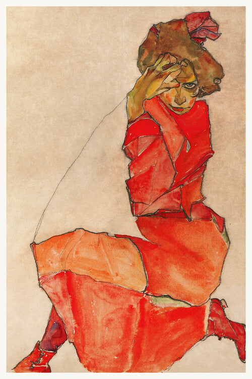 The Lady in Red, Egon Schiele Poster, Plakat, 26.7 × 40 cm