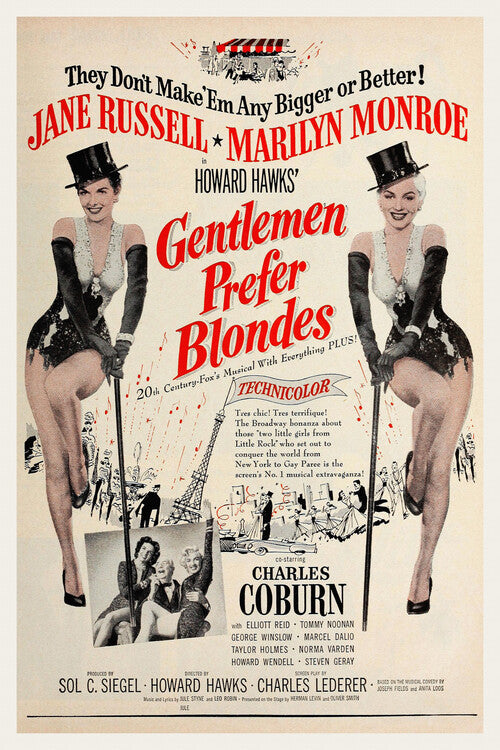 Gentlemen Prefer Blondes / Marilyn Monroe Poster, Plakat, 26.7 × 40 cm