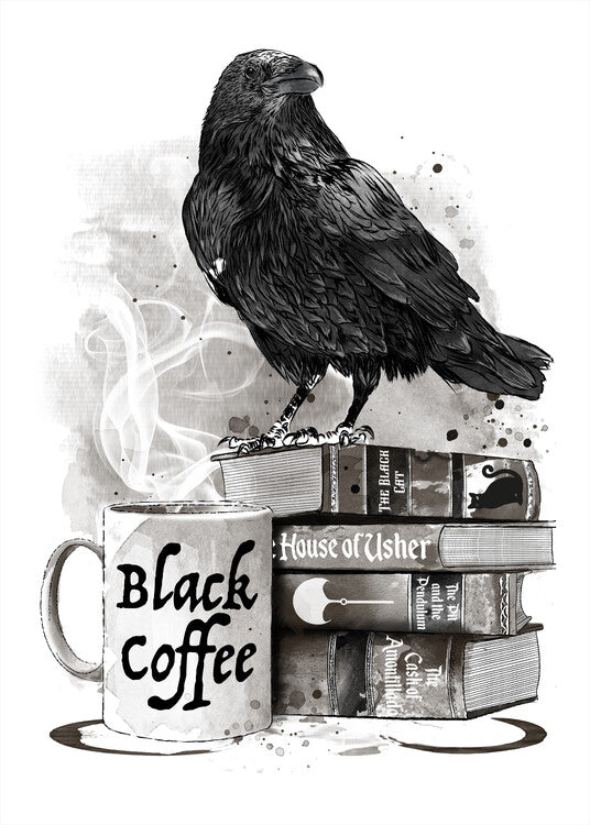 Leinwand Poster, Bilder Coffee, Raven and Poe, 65 × 90 cm