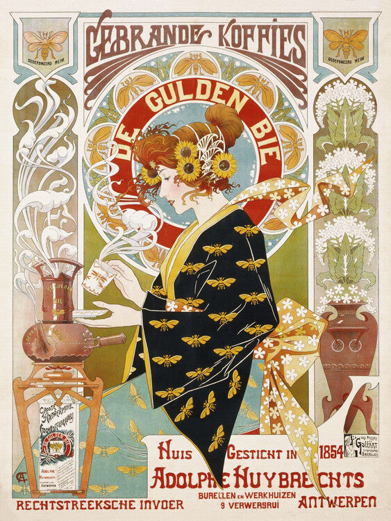Coffee Shop Advert, Alfons Mucha Poster, Plakat, 30 × 40 cm