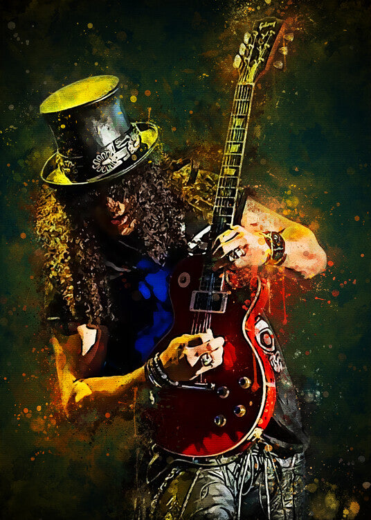 Leinwand Poster, Bilder Splatter Guitarist, 65 × 90 cm