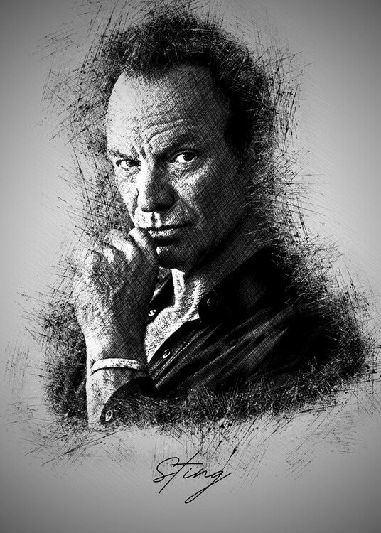Leinwand Poster, Bilder Sting Sketch, 65 × 90 cm