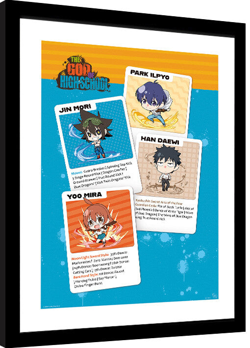 The God of High School - Chibi Cards Gerahmte Poster, Bilder, 34 × 44.2 cm