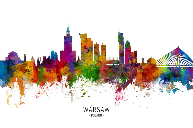 Leinwand Poster, Bilder Warsaw Poland Skyline, 90 × 60 cm