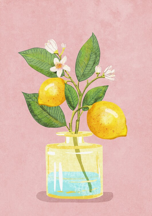 Leinwand Poster, Bilder Lemon Bunch In Vase, Raissa Oltmanns, 65 × 90 cm