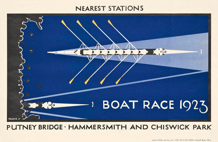 Leinwand Poster, Bilder Boat Race poster 1923 Oxford v Cambridge, 70 × 45 cm