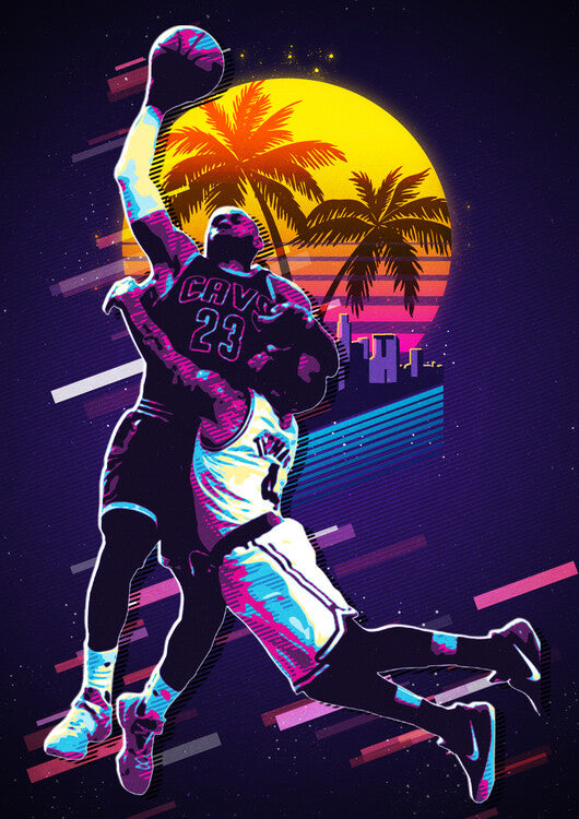 Leinwand Poster, Bilder LeBron James retro80, 65 × 90 cm