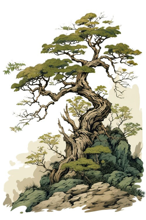Leinwand Poster, Bilder Japanese painting style tree, 60 × 90 cm