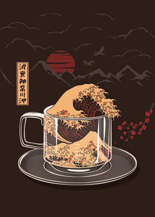 Leinwand Poster, Bilder Great Wave off Kanagawa - Coffee Edition, 65 × 90 cm