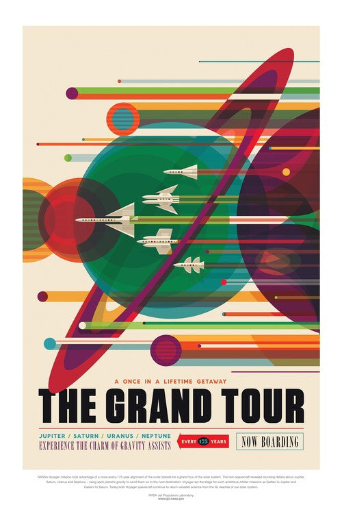 Leinwand Poster, Bilder The Grand Tour (Retro Planet Poster) - Space Series (NASA), 60 × 90 cm