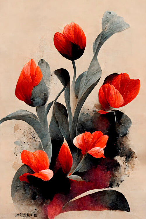 Leinwand Poster, Bilder Red Tulips, Treechild, 60 × 90 cm