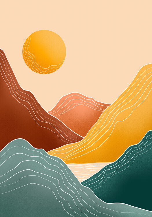 Leinwand Poster, Bilder Sun Over The Mountains, 70 × 100 cm