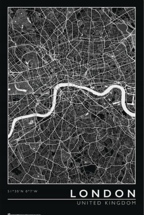 London - City Map Poster, Plakat, 61 × 91.5 cm