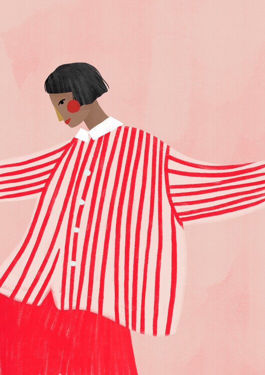 Leinwand Poster, Bilder The Woman With the Red Stripes, Bea Muller, 65 × 90 cm