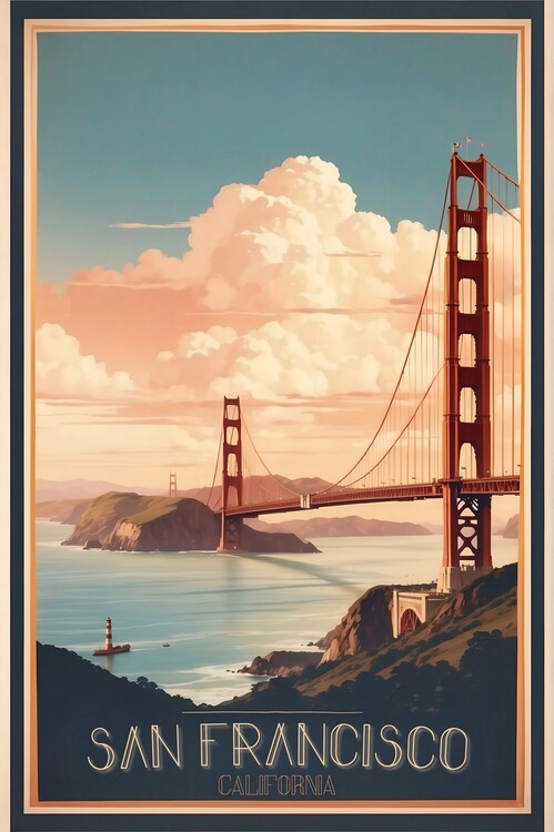 Leinwand Poster, Bilder San Francisco Serenity: Vintage Travel Poster, 60 × 90 cm