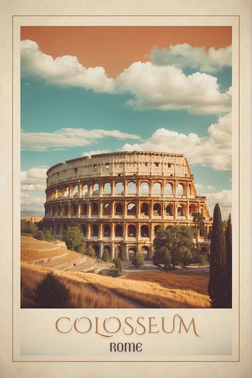 Leinwand Poster, Bilder Gladiatorial Grandeur: Vintage Travel Poster of the Colosseu, 60 × 90 cm