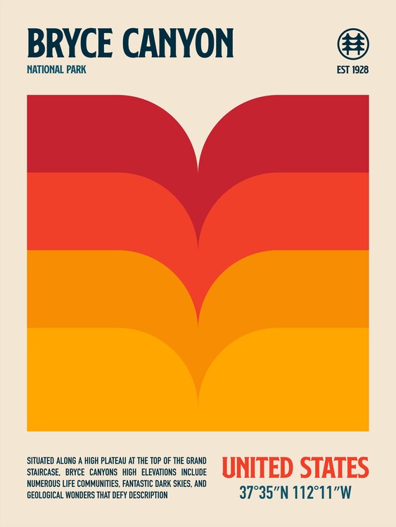 Leinwand Poster, Bilder Bryce Canyon National Park Travel Poster, Retrodrome, 60 × 80 cm