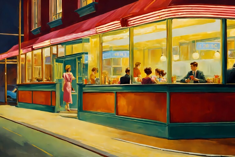 Leinwand Poster, Bilder In the Diner, 90 × 60 cm
