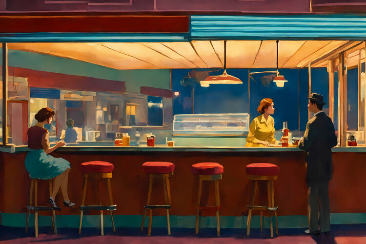 Leinwand Poster, Bilder at night in the diner, 90 × 60 cm