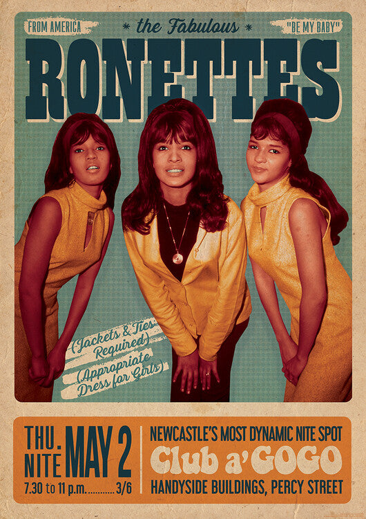 The Ronettes - Newcastle Poster, Plakat, 59.4 × 84.1 cm