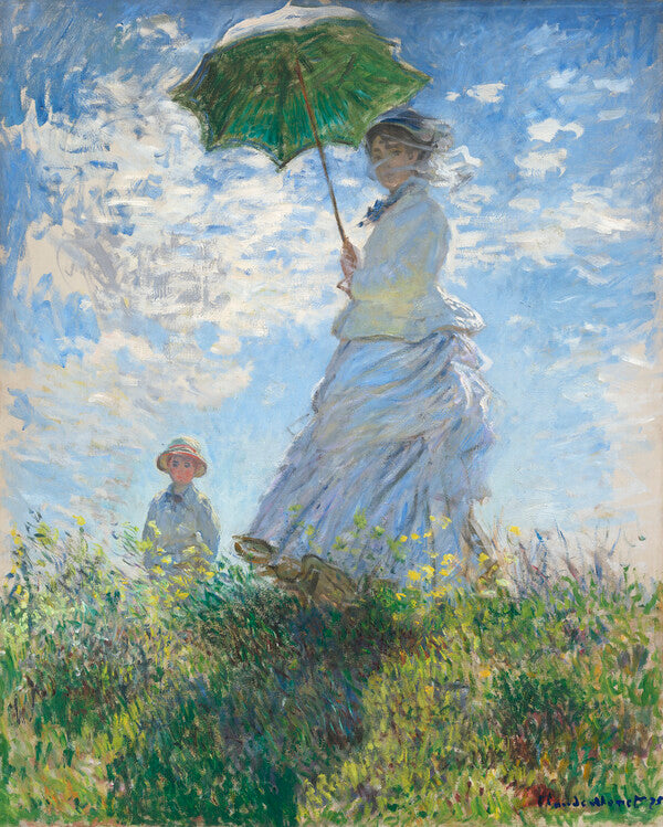 Frau mit Sonnenschirm - Madame Monet und ihr Sohn, Claude Monet Poster, Plakat, 30 × 40 cm