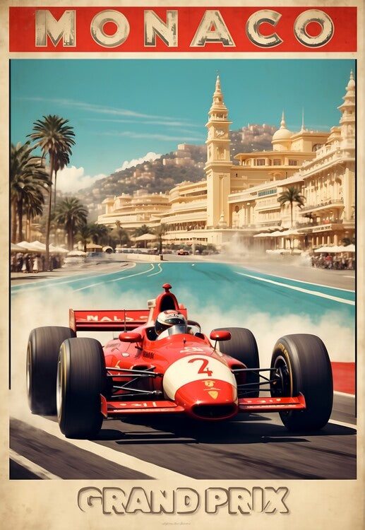 Leinwand Poster, Bilder Monaco Grand Prix Vintage Posters: Racing Through Time, 70 × 100 cm