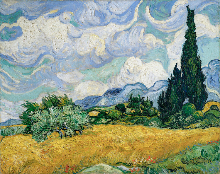 Wheatfield with Cypresses, 1889, Vincent van Gogh Poster, Plakat, 40 × 30 cm