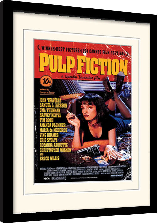 Pulp Fiction - Uma On Bed Gerahmte Poster, Bilder, 34.3 × 44.5 cm