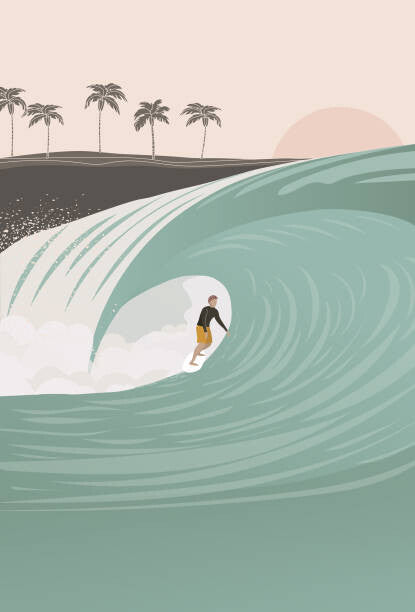 Leinwand Poster, Bilder Surfer in the barrel wave, pastel, LucidSurf, 50 × 75 cm