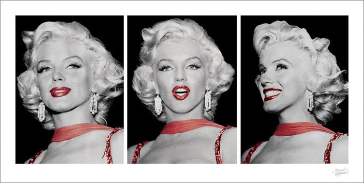 Kunstdruck Marilyn Monroe - Red Dress Triptych, 100 × 50 cm